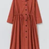 Robe en popeline de coton et lin boutonnée