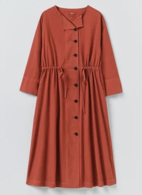 Robe en popeline de coton et lin boutonnée