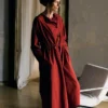 Robe en popeline de coton et lin boutonnée