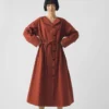 Robe en popeline de coton et lin boutonnée