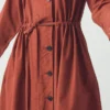 Robe en popeline de coton et lin boutonnée