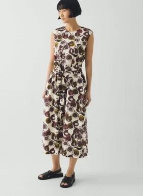Robe en popeline de coton à imprimé figues