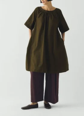 Robe froncée en sergé de coton