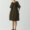Robe froncée en sergé de coton