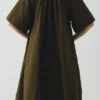 Robe froncée en sergé de coton