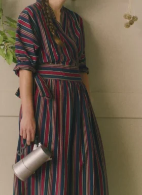 Robe portefeuille en coton rayé Pantry