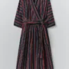 Robe portefeuille en coton rayé Pantry
