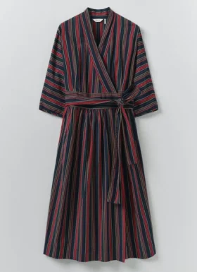 Robe portefeuille en coton rayé Pantry