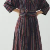 Robe portefeuille en coton rayé Pantry
