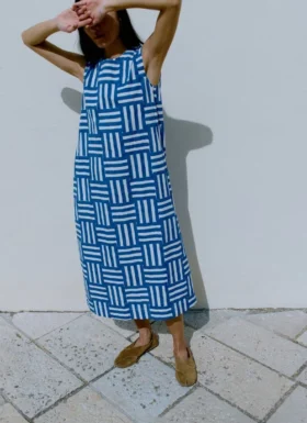 Robe à rayures patchwork imprimée au bloc
