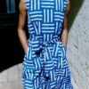Robe à rayures patchwork imprimée au bloc