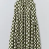 Robe sans manches à carreaux imprimés au bloc