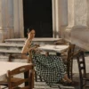 Robe sans manches à carreaux imprimés au bloc
