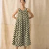 Robe sans manches à carreaux imprimés au bloc