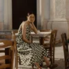 Robe sans manches à carreaux imprimés au bloc