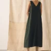 Robe sans manches en lin teint en pièce
