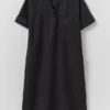 Robe smockée en coton et lin