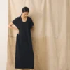 Robe t-shirt en lin et coton tricoté