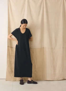 Robe t-shirt en lin et coton tricoté