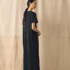 Robe t-shirt en lin et coton tricoté