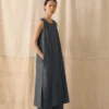 Robe-tablier en sergé de lin et coton