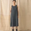 Robe-tablier en sergé de lin et coton