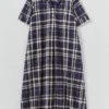 Robe trapèze en lin et coton à carreaux