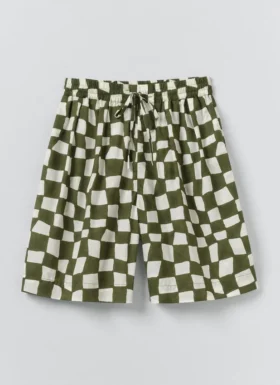 Short à carreaux imprimés à la main