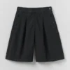 Shorts en sergé de coton à plis sur le devant