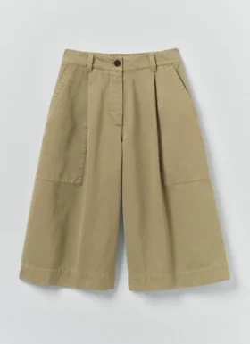Shorts en sergé de coton plissé