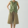 Shorts en sergé de coton plissé