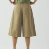 Shorts en sergé de coton plissé