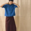 T-shirt en coton et lin tricoté