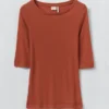 T-shirt à encolure dégagée en laine et lyocell