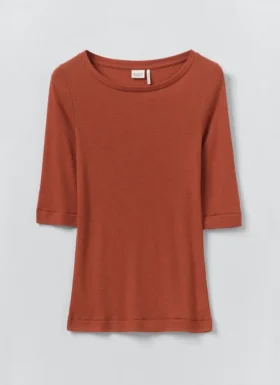 T-shirt à encolure dégagée en laine et lyocell