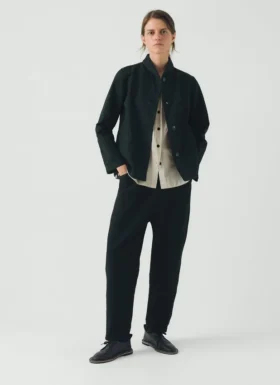 Pantalon Alix en coton et lin à micro-motif pied-de-poule