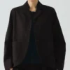 Veste en coton et laine à chevrons