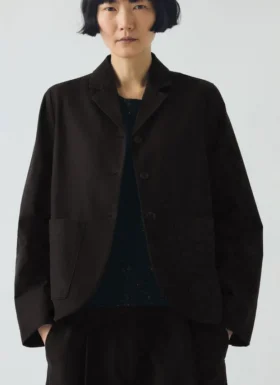 Veste en coton et laine à chevrons