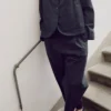 Veste en coton et laine à chevrons