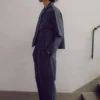 Veste en coton et laine à chevrons