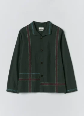 Veste en coton à rayures brodées à la main