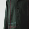 Veste en coton à rayures brodées à la main