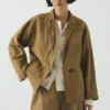 Veste en sergé de coton et lin