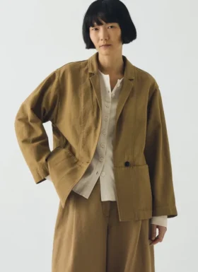 Veste en sergé de coton et lin
