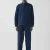 Veste en toile de coton teinte en pièce à col montant